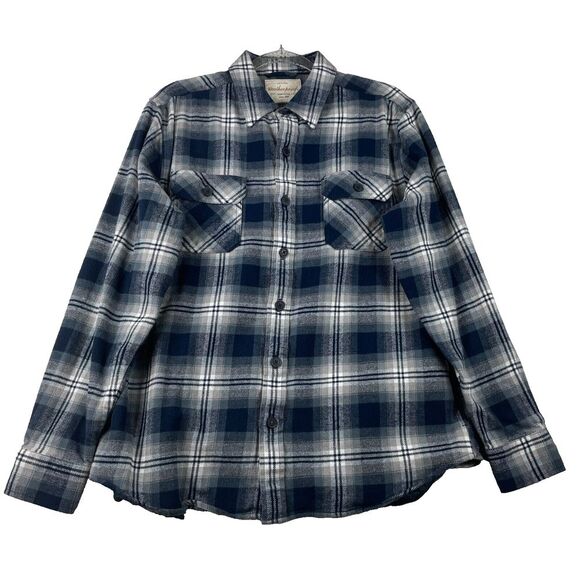 Weatherproof Vintage Men's Large Grey/Blu Plaid Flannel Lumberjack Outdoor Shirt - Picture 2 of 16
